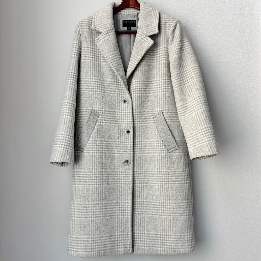 Wool Blend Plaid Overcoat Preppy Oversized Dad Coat Academia Size L by Bernardo
